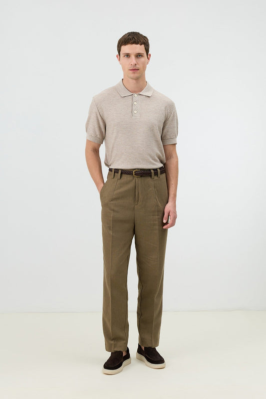 Textured Polo-Neck Knit Men's T-Shirt