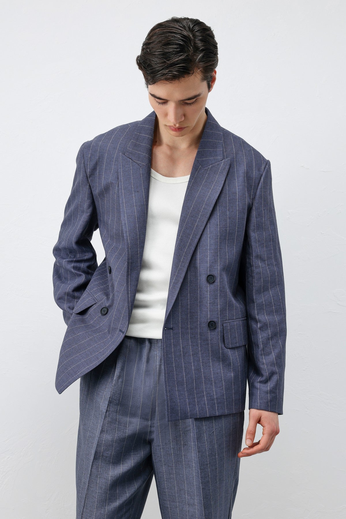 Antioch Linen-Blend Striped Men's Blazer Jacket