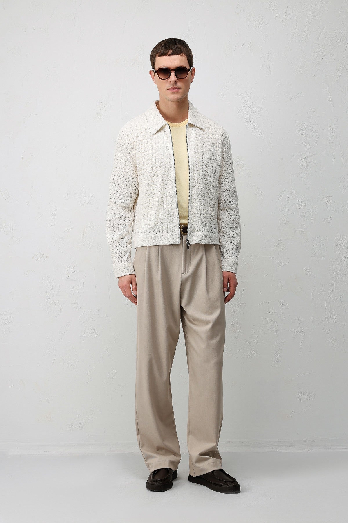 Textured Men's Jacket with a Zipper
