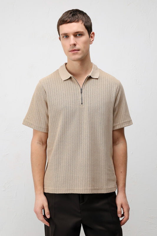 Antioch Textured Knit Polo Neck Men's T-Shirt