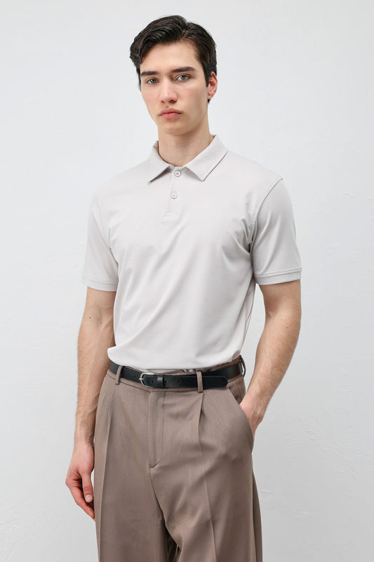 Men's Polo-Neck T-Shirt with Lyocell Blend