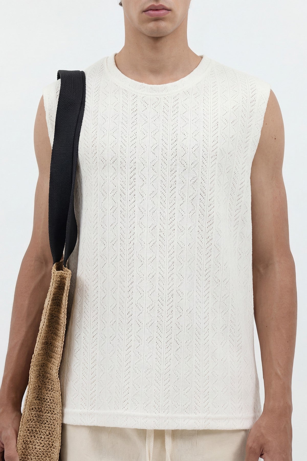 Embroidered Sleeveless T-Shirt