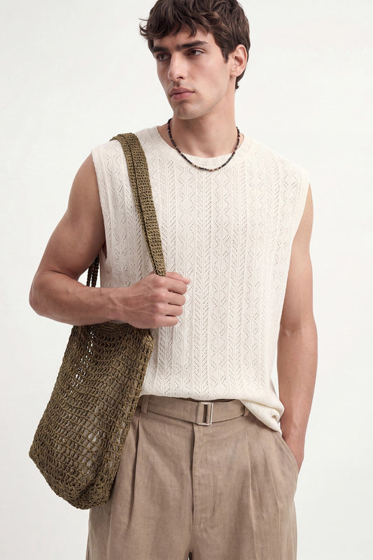 Embroidered Sleeveless T-Shirt