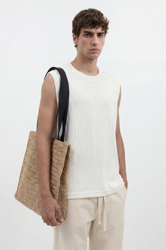Embroidered Sleeveless T-Shirt