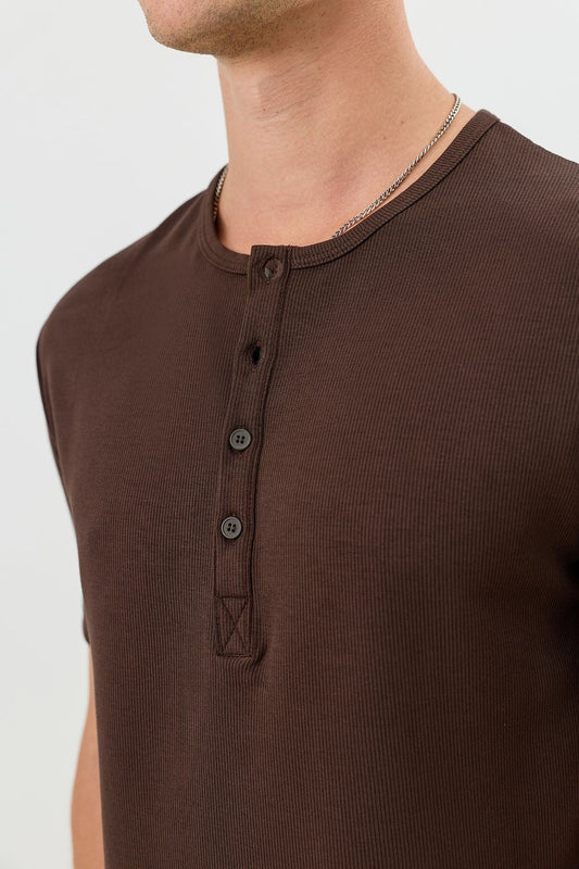 Cotton T-shirt with Button-Down Collar