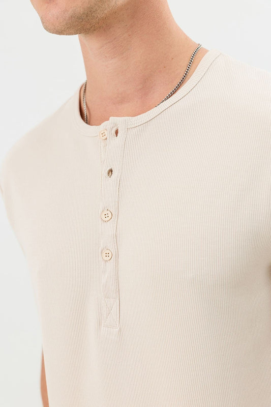 Cotton T-shirt with Button-Down Collar