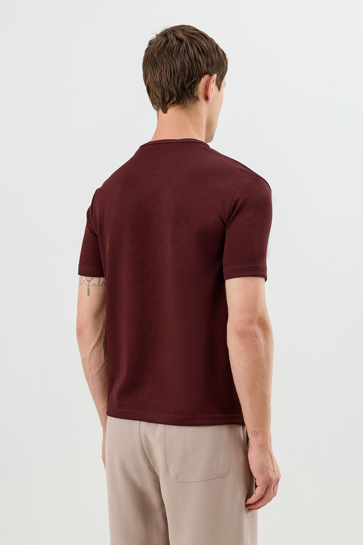 Cotton T-shirt with Button-Down Collar