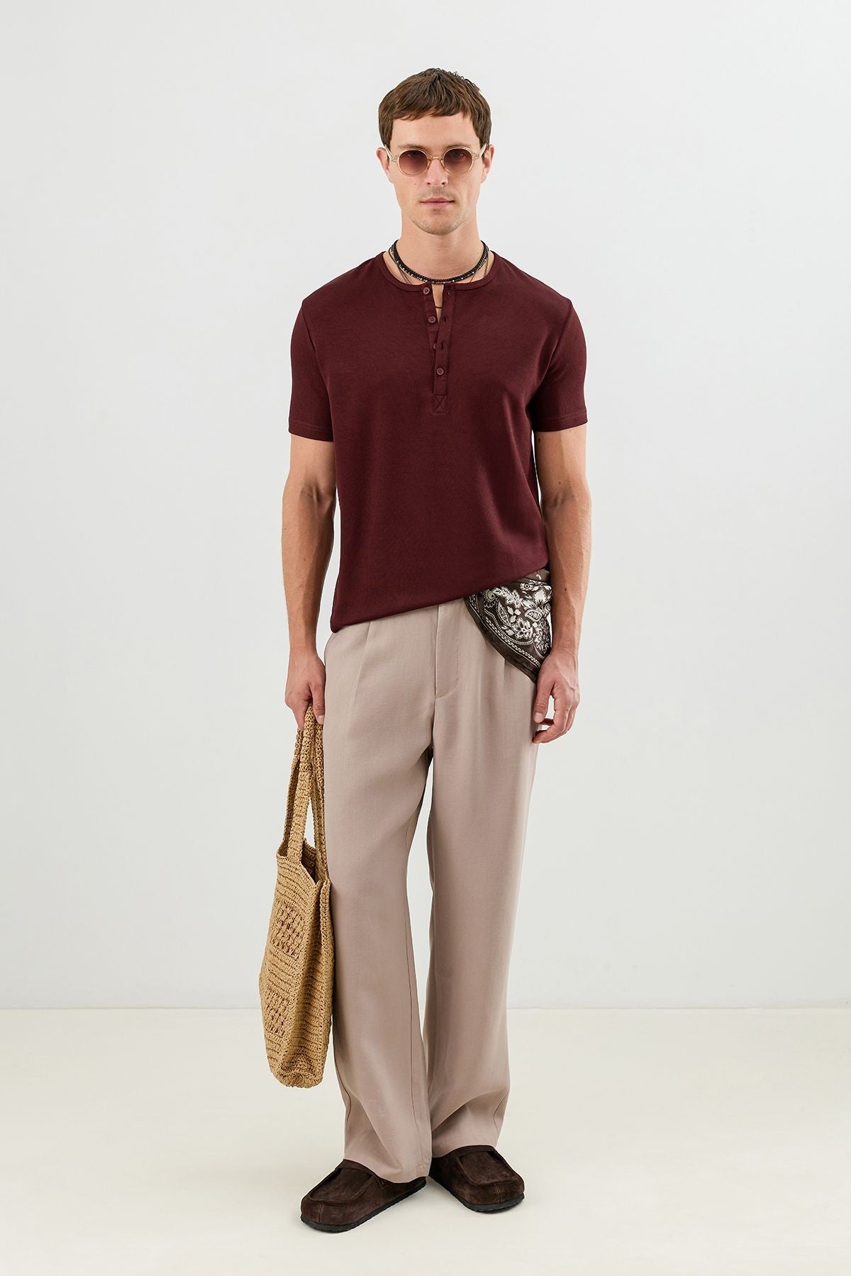 Cotton T-shirt with Button-Down Collar