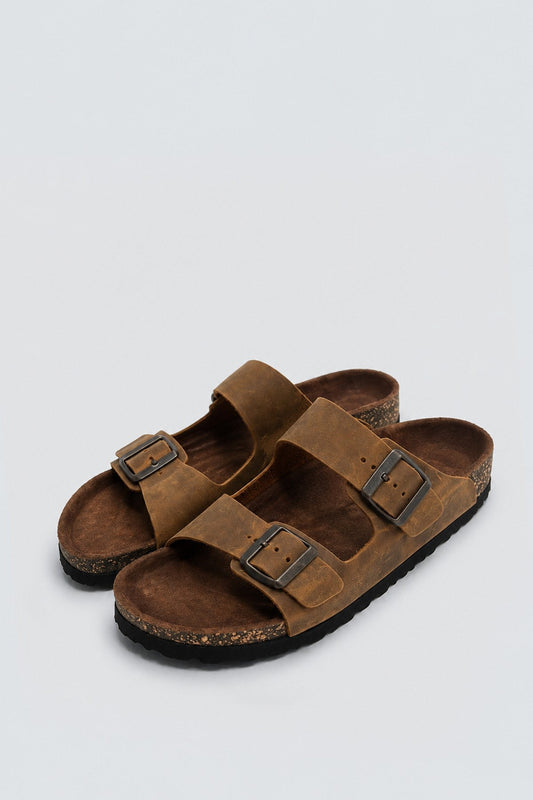 Men's Double-Strap Leather Sandals