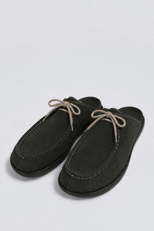100% Suede Lace-Up Sabot