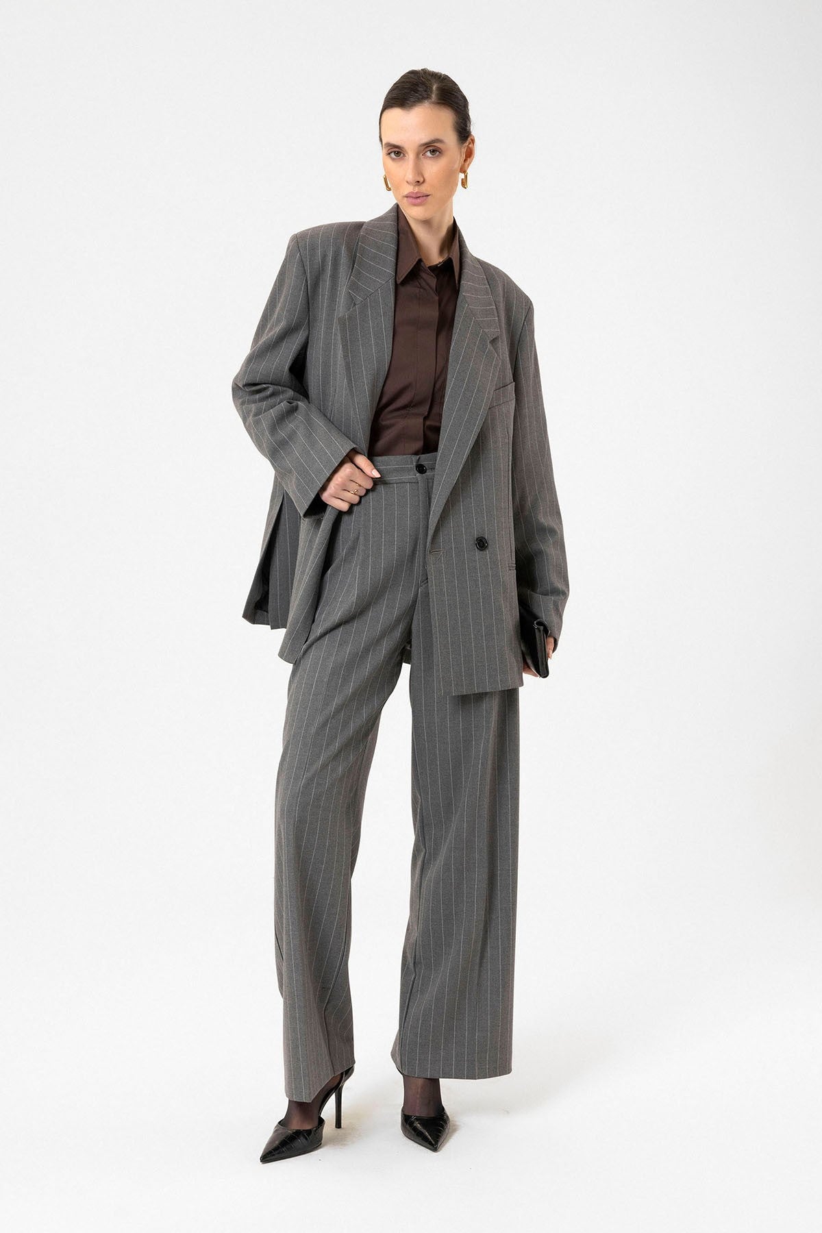 Antioch Women's High-Waisted Pleated Striped Pants