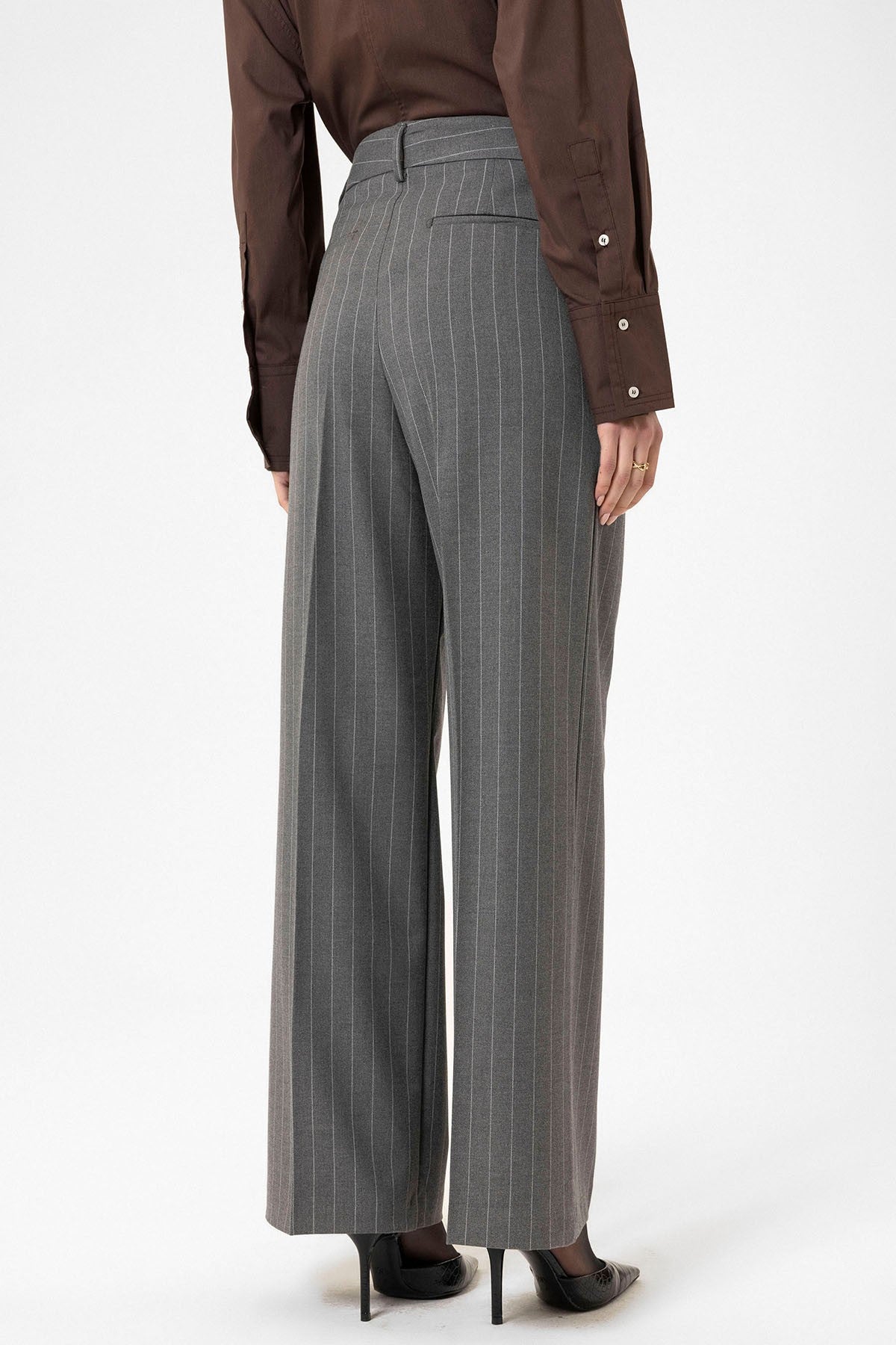 Antioch Women's High-Waisted Pleated Striped Pants