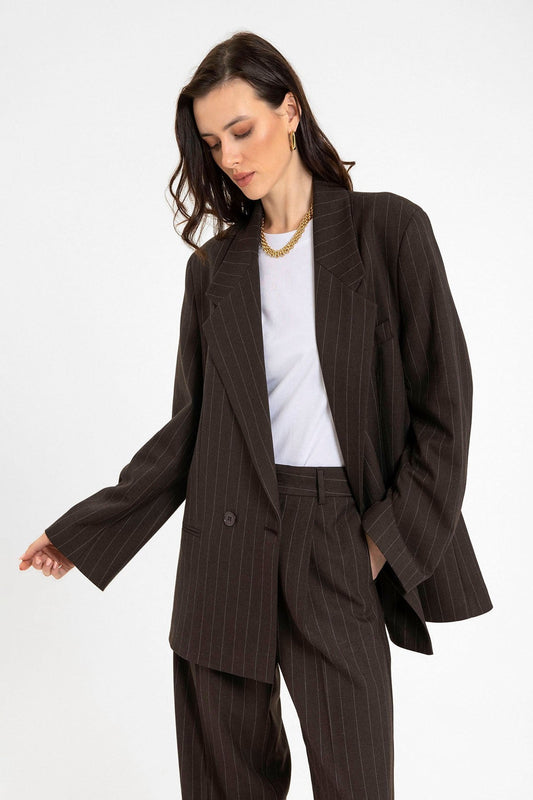 Antioch Women's Striped Oversized Blazer Jacket