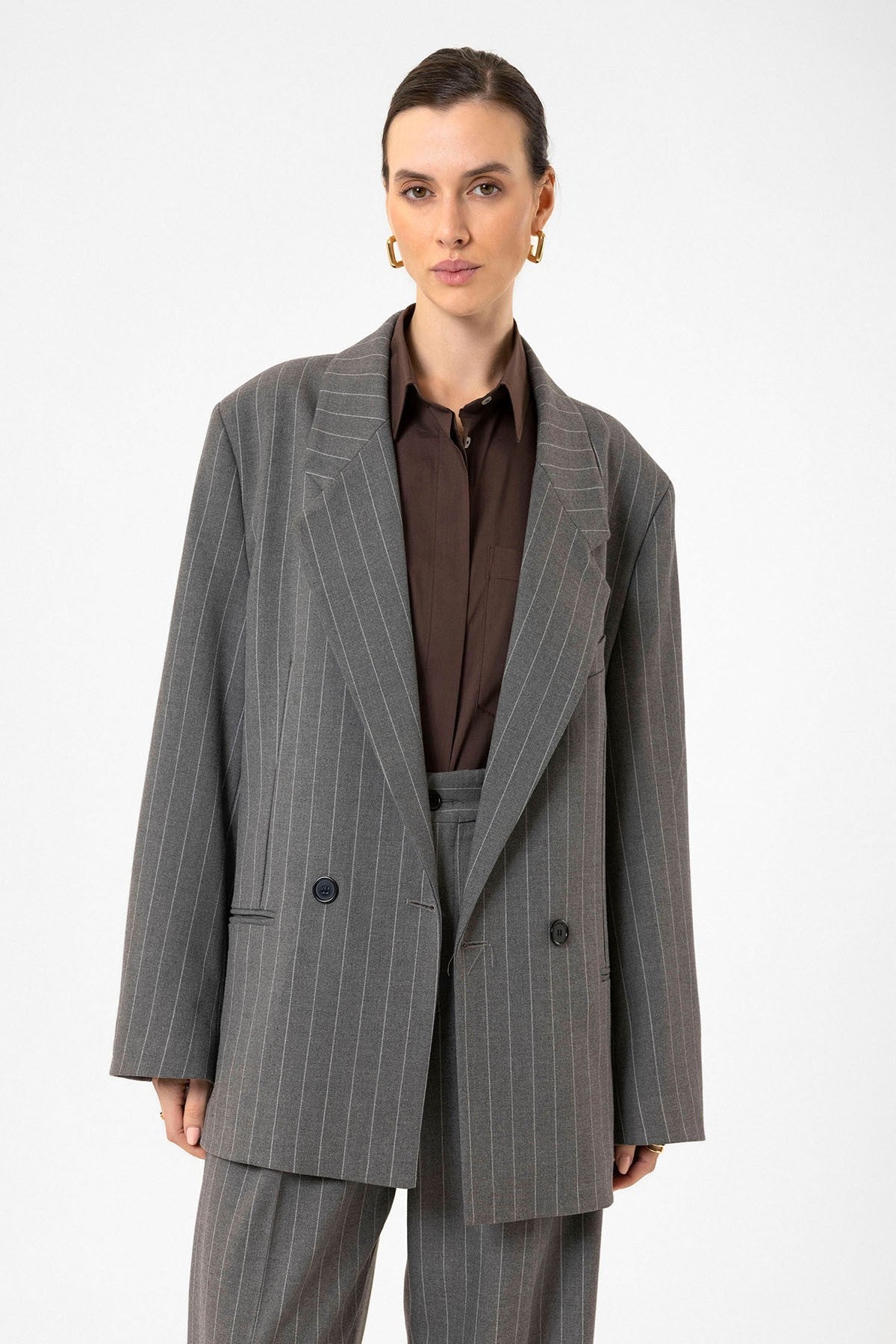 Antioch Women's Striped Oversized Blazer Jacket