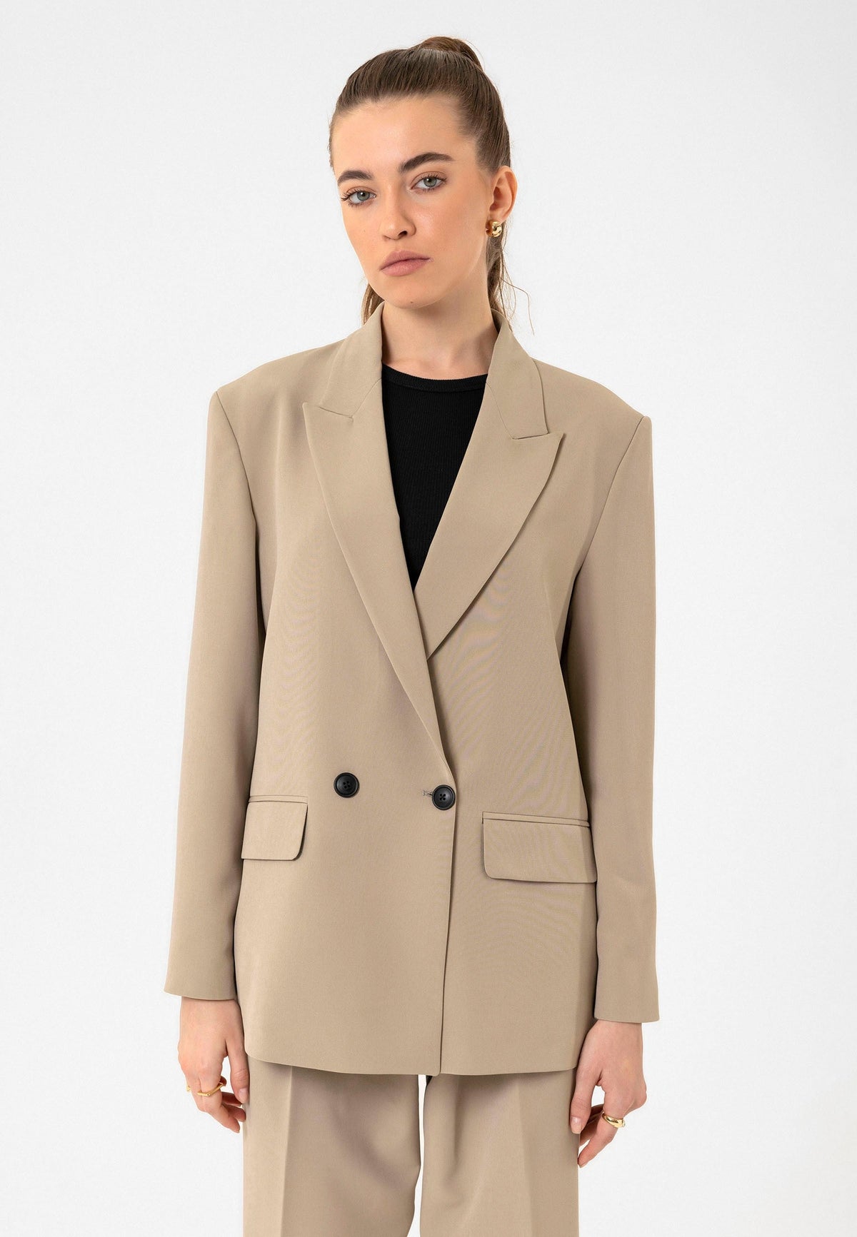 Antioch Women's Double-Breasted Oversized Blazer Jacket
