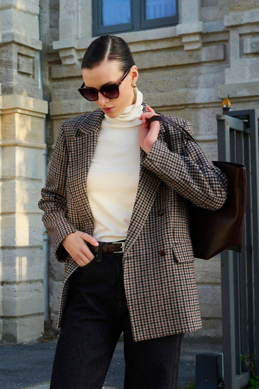 Antioch Women's Houndstooth-Patterned Blazer Jacket