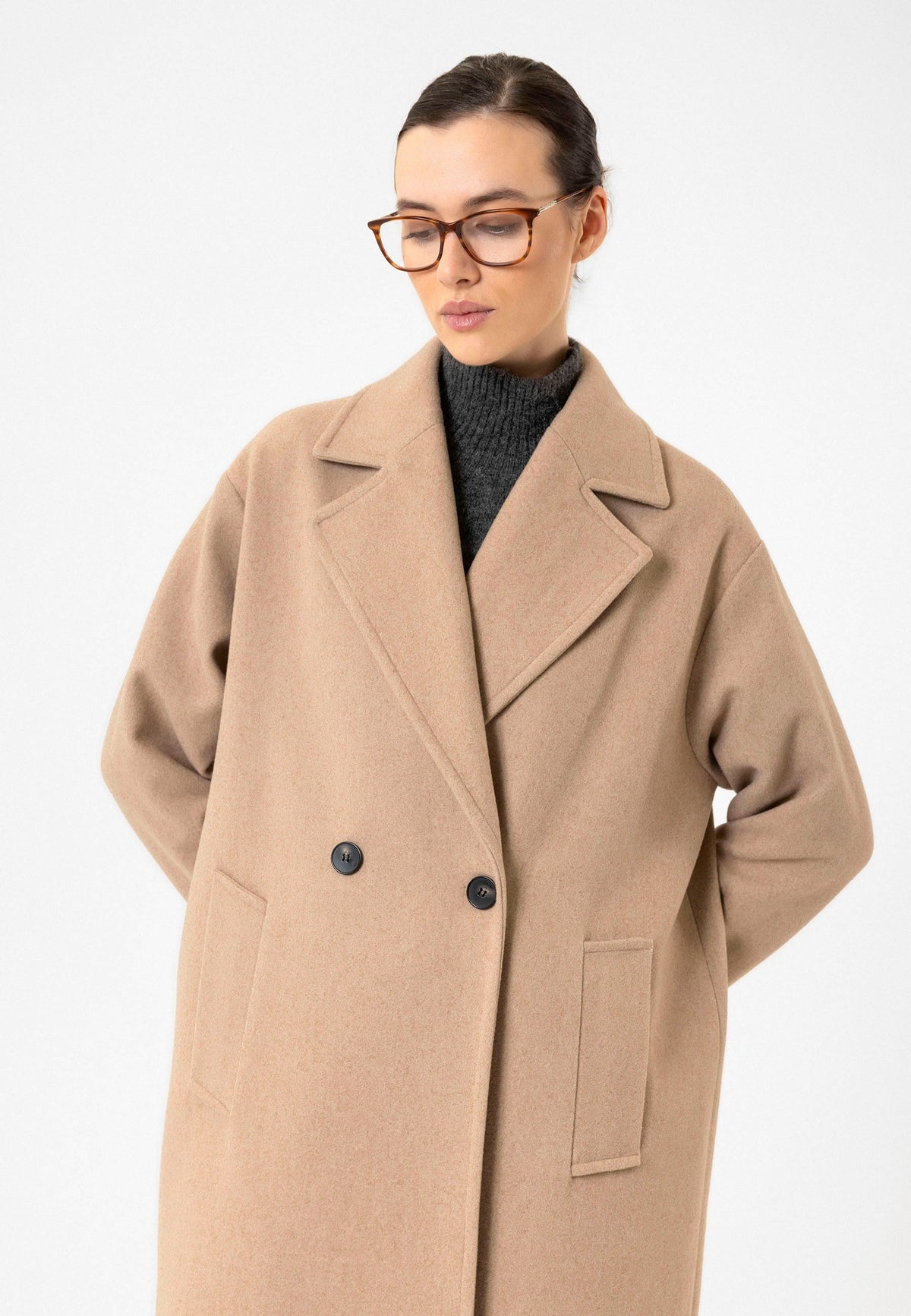 Antioch Women's Soft-Textured Oversized Double-Breasted Coat