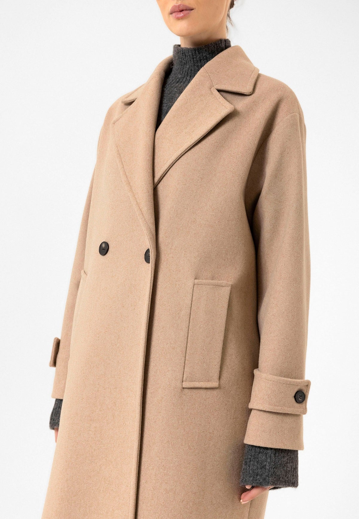 Antioch Women's Soft-Textured Oversized Double-Breasted Coat