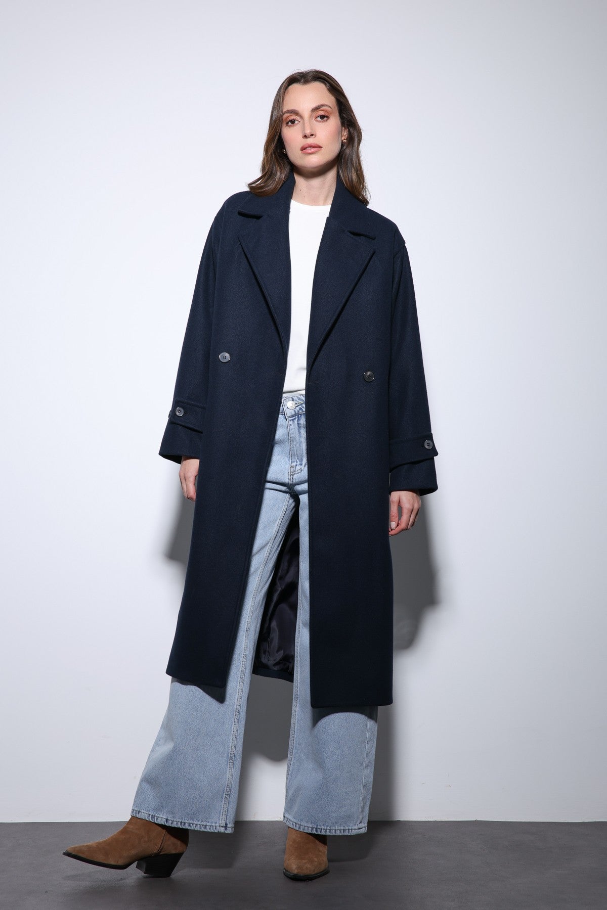 Antioch Women's Soft-Textured Oversized Double-Breasted Coat