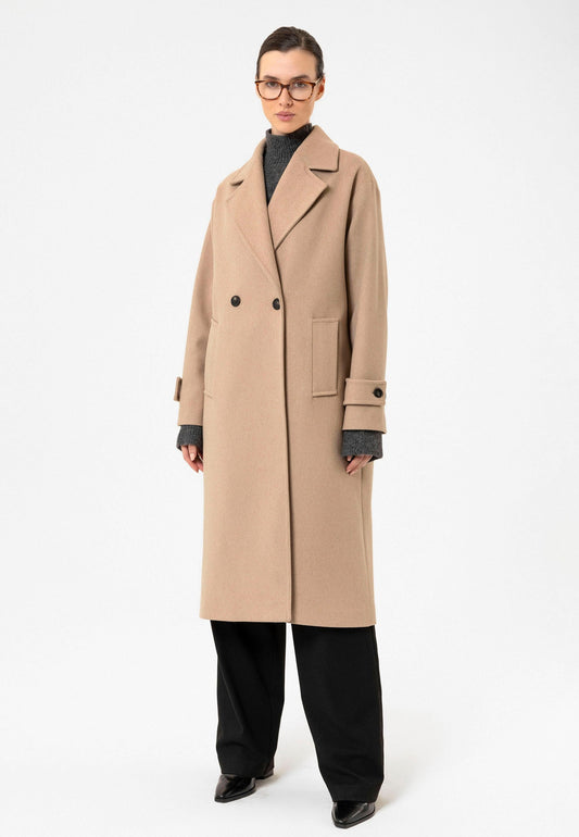 Antioch Women's Soft-Textured Oversized Double-Breasted Coat