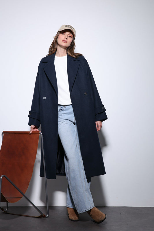 Antioch Women's Soft-Textured Oversized Double-Breasted Coat