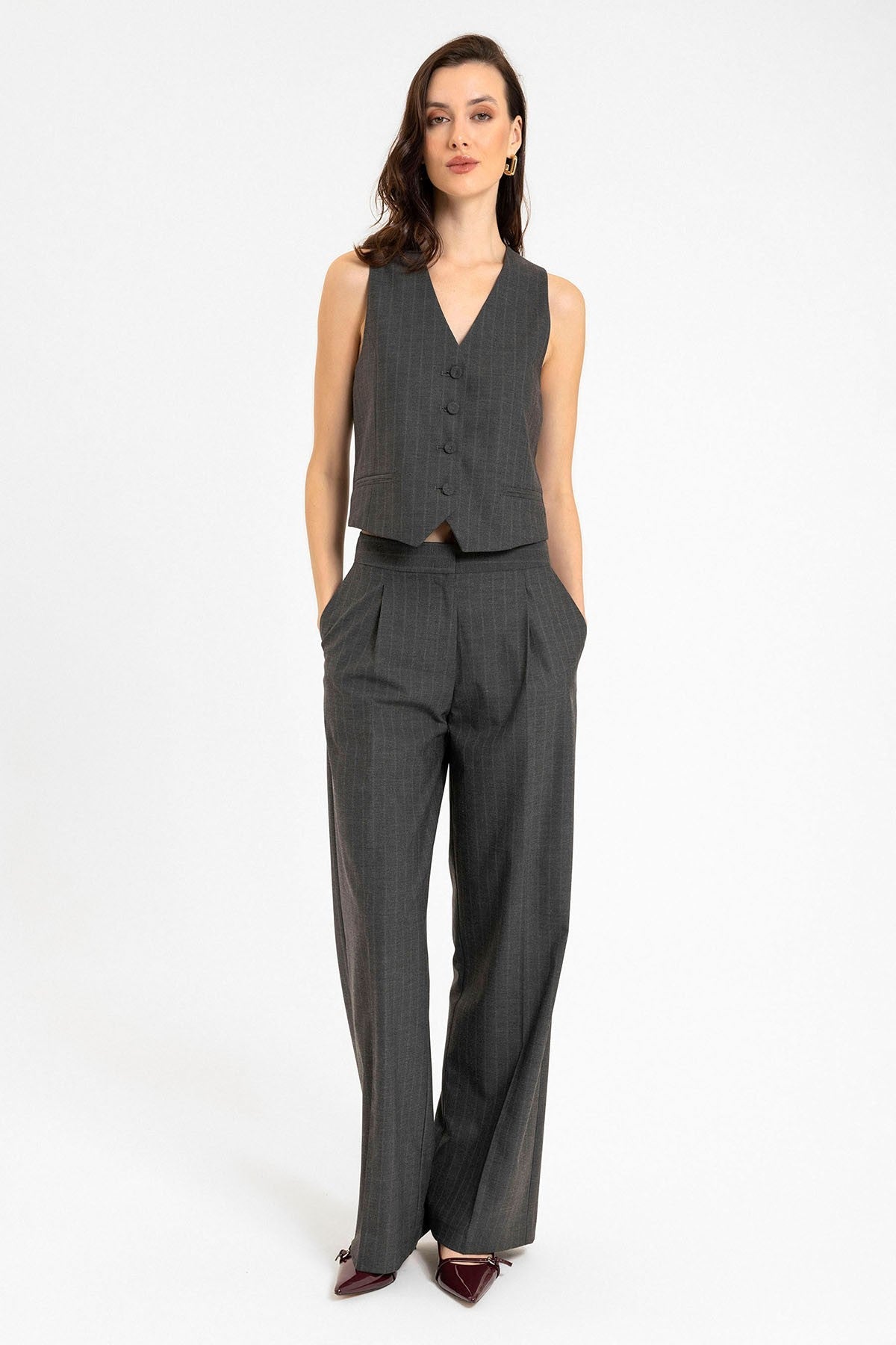 Antioch Women's Striped Button-Front Vest