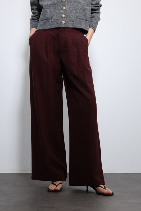 Women's Pleated Pants with Elastic Waistband