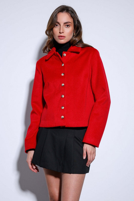 Antioch Shirt-Collar Short-Sleeved Cashmere Jacket
