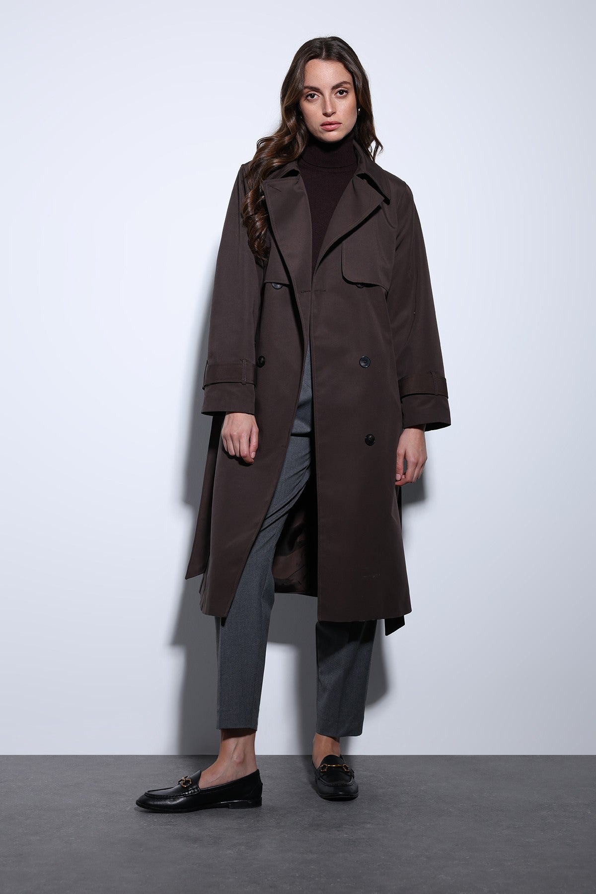 Women's Trench Coat with a Wrap-Around Belt