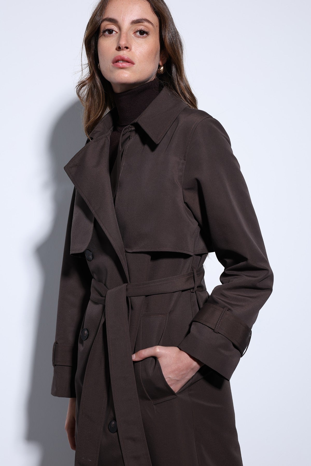Women's Trench Coat with a Wrap-Around Belt