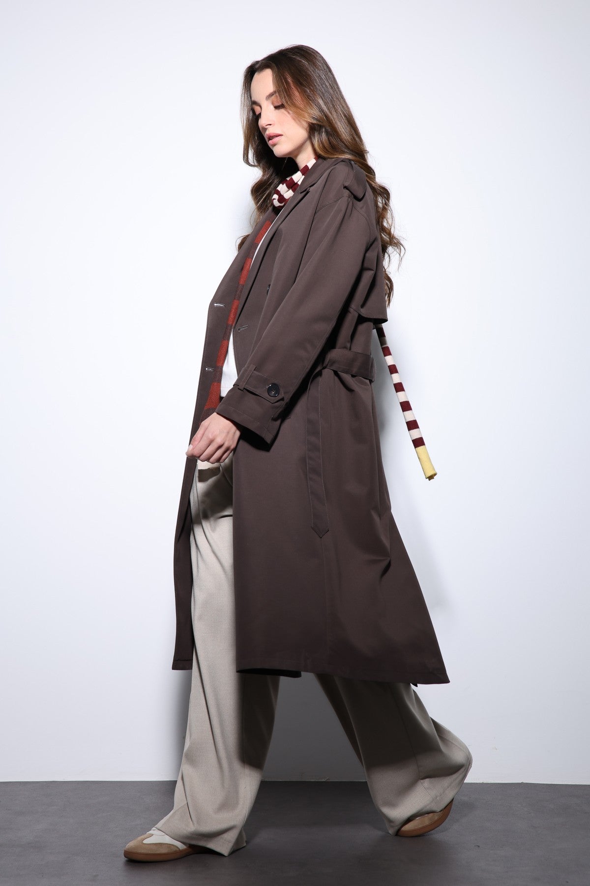 Antioch Women's Trench Coat with Cross-Over Belt