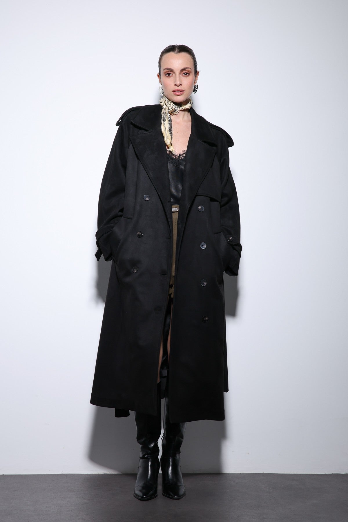 Antioch Premium Women's Suede-Look Cross-Over Trench Coat