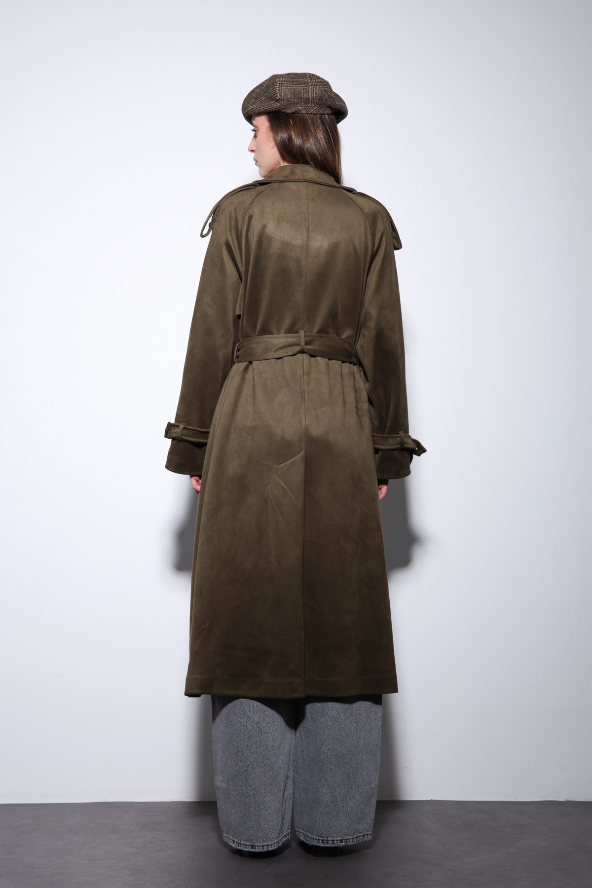 Antioch Premium Women's Suede-Look Cross-Over Trench Coat