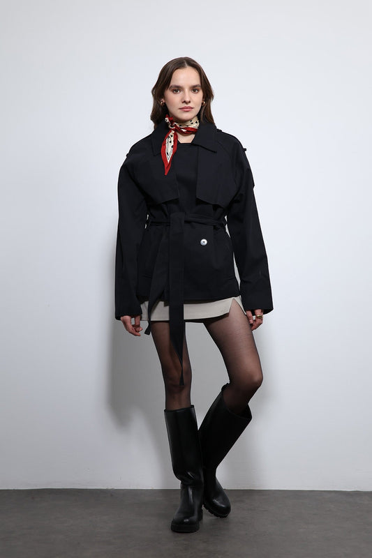 Antioch Short Trench Coat with a Collar