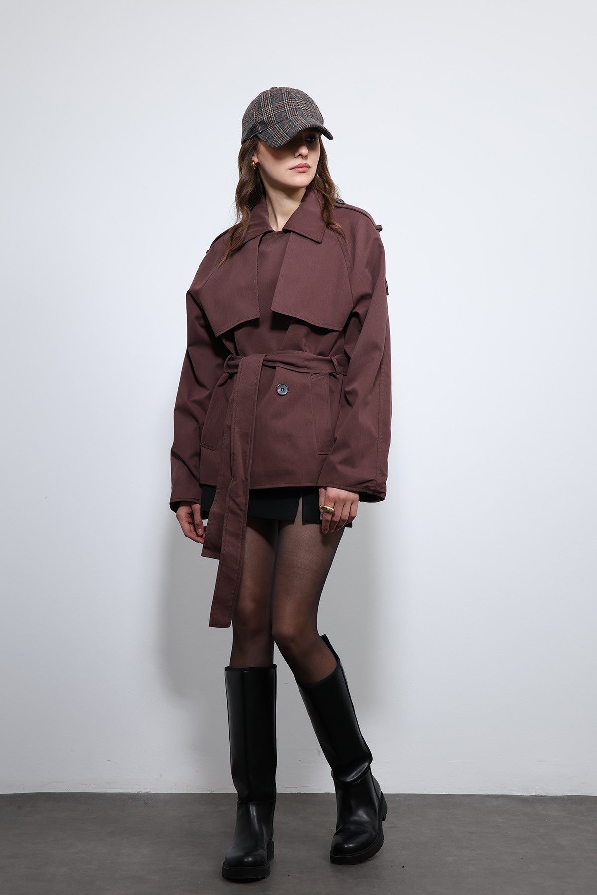 Antioch Short Trench Coat with a Collar
