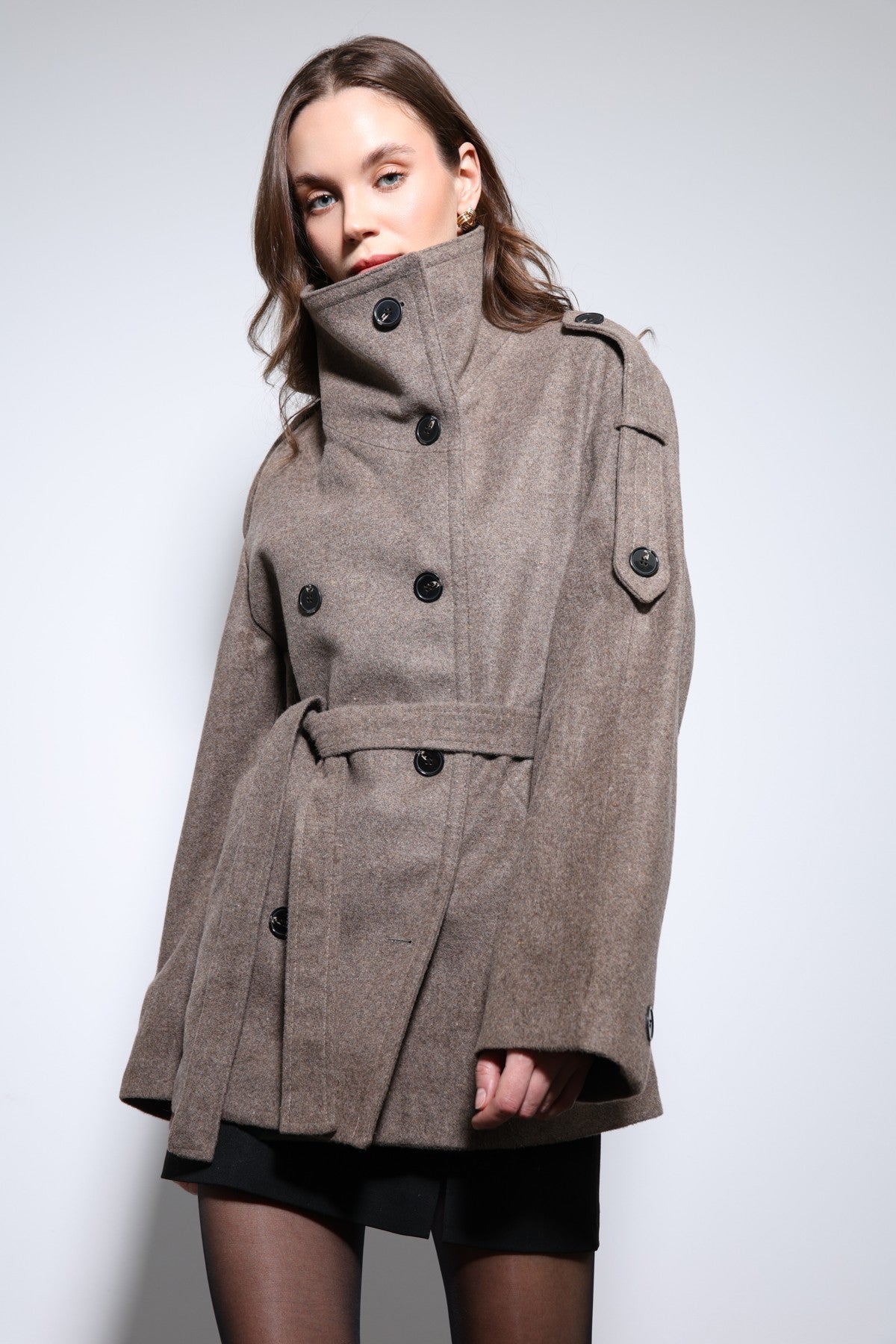 Antioch Stand-Up Collar Double-Breasted Women's Coat