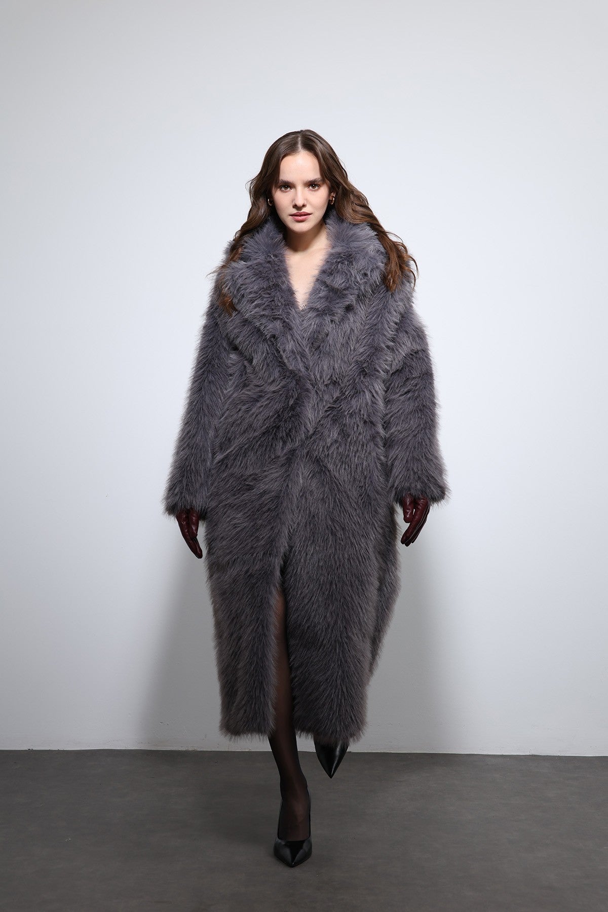 Antioch Long Coat with Faux Fur Trim