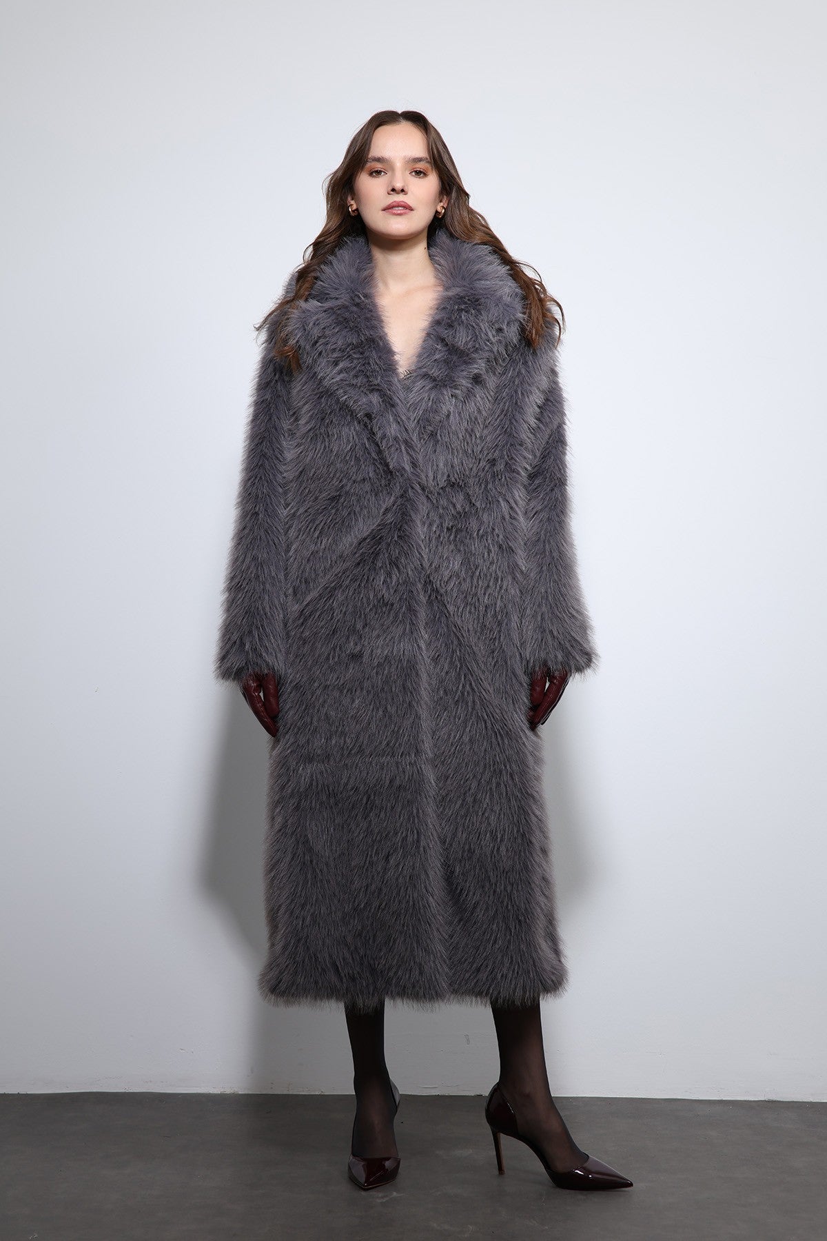Antioch Long Coat with Faux Fur Trim