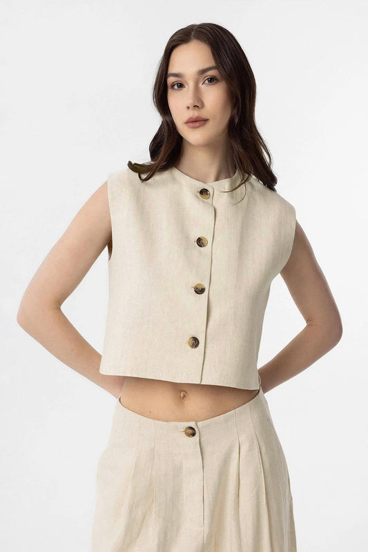 Women's Linen-Blend Vest