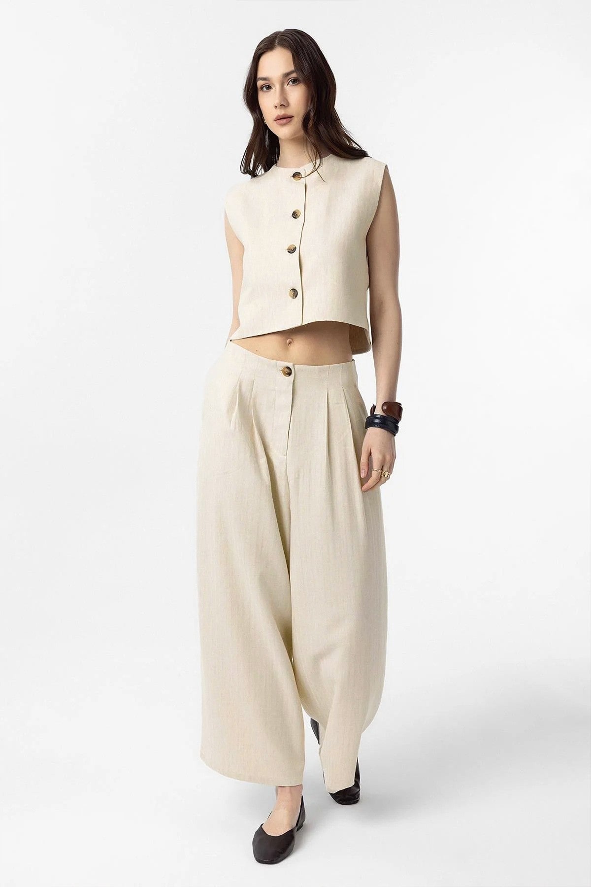 Women's Linen-Blend Vest
