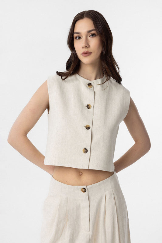 Women's Linen-Blend Vest