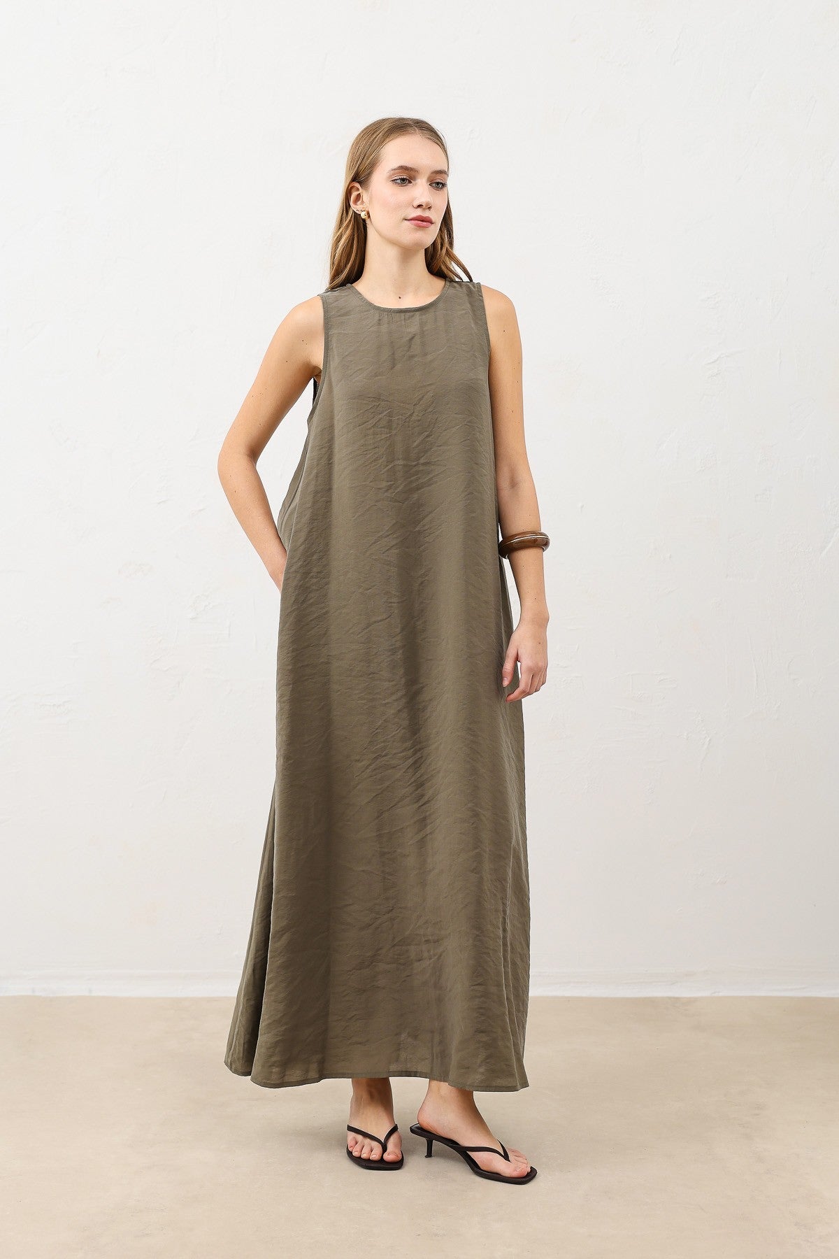 Antioch Draped Halter-Neck Midi Dress