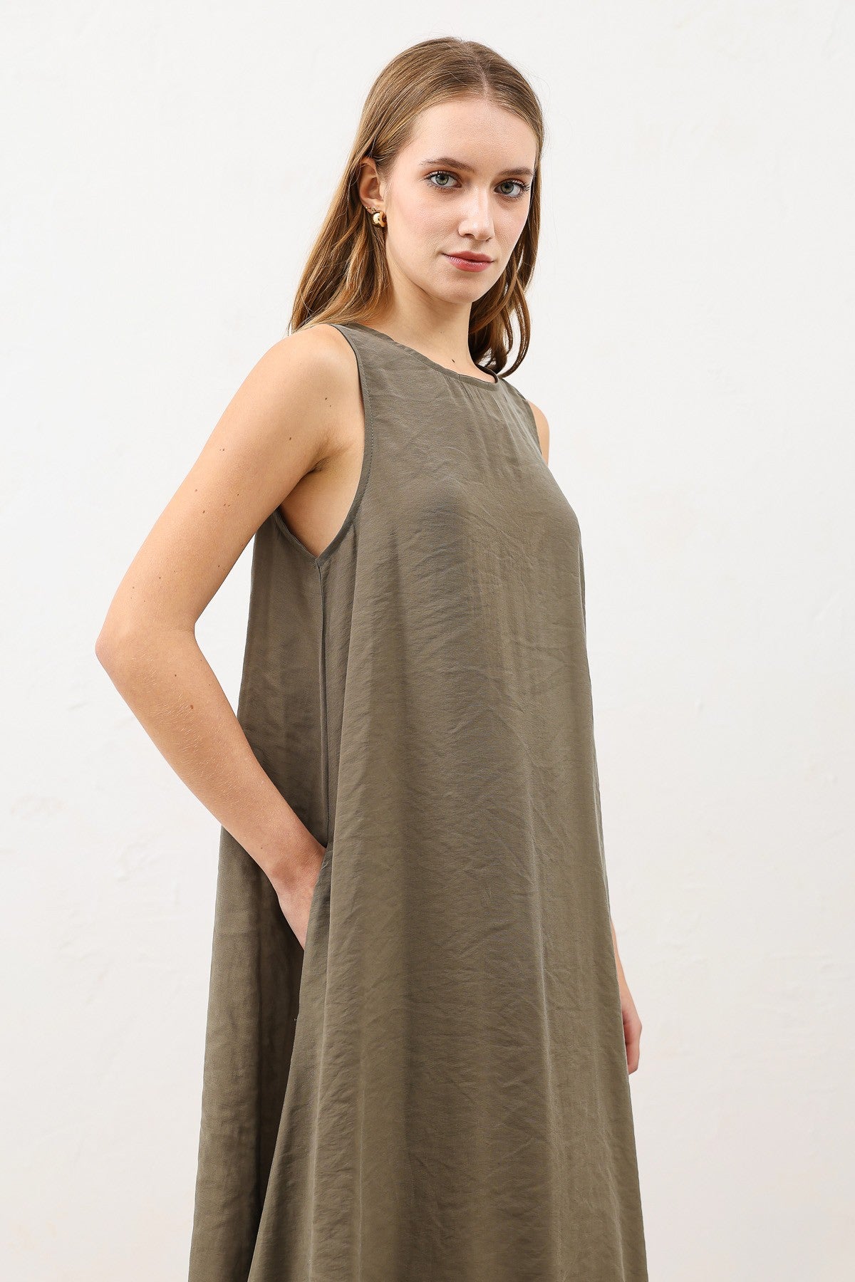 Antioch Draped Halter-Neck Midi Dress