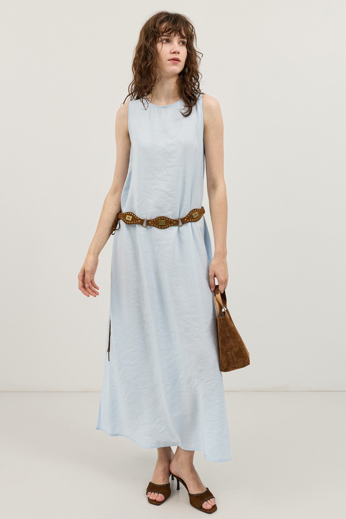 Flowy Halter-Neck Midi Dress