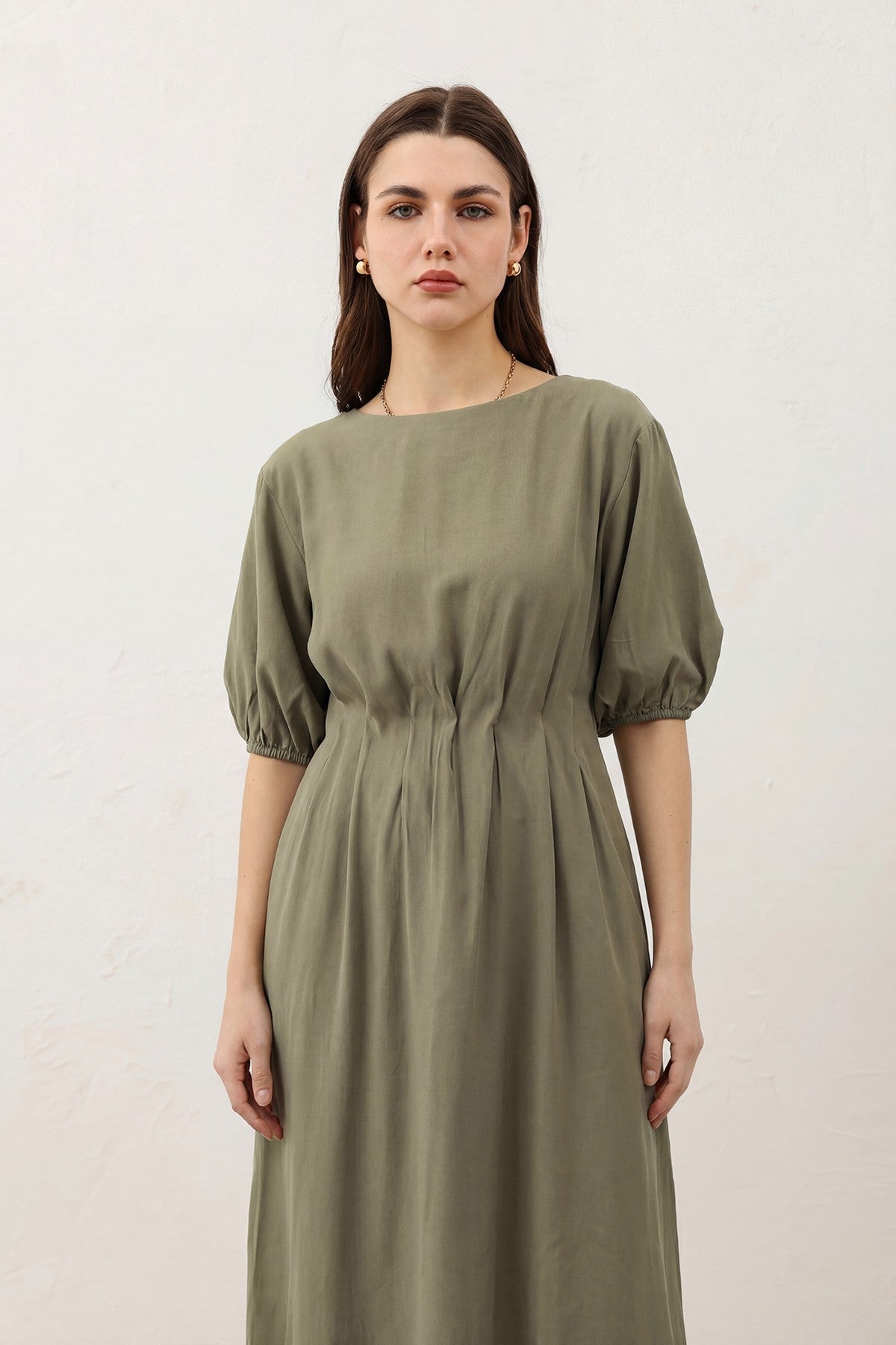Antioch Balloon-Sleeve Midi Dress for Women