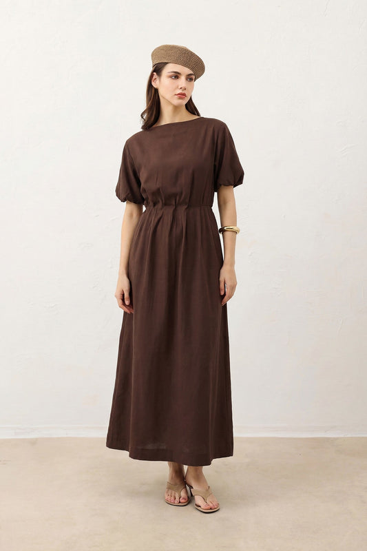 Antioch Balloon-Sleeve Midi Dress for Women