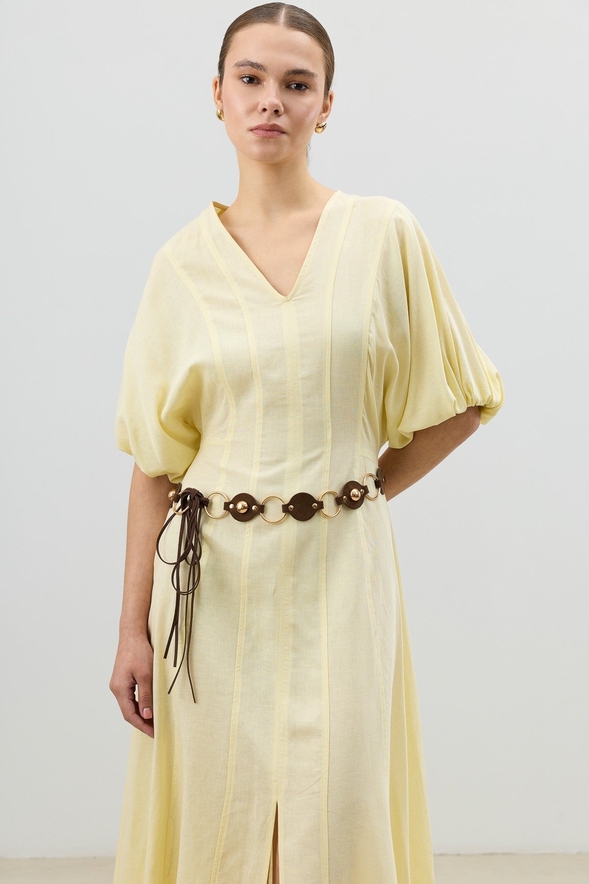 Antioch V-Neck Linen-Blend Women's Dress
