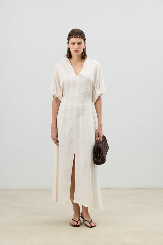 Antioch V-Neck Linen-Blend Women's Dress