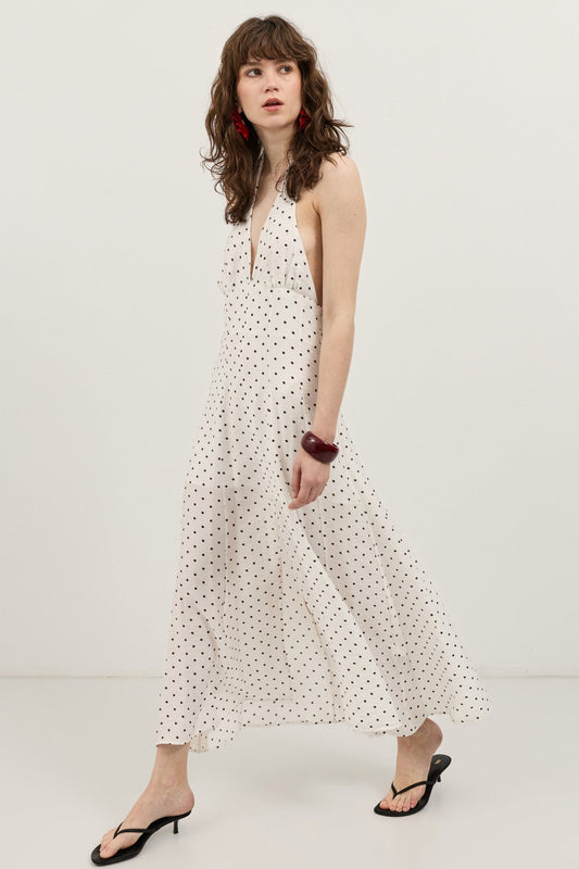 Women's Polka-Dot Dress with a Halter Neckline