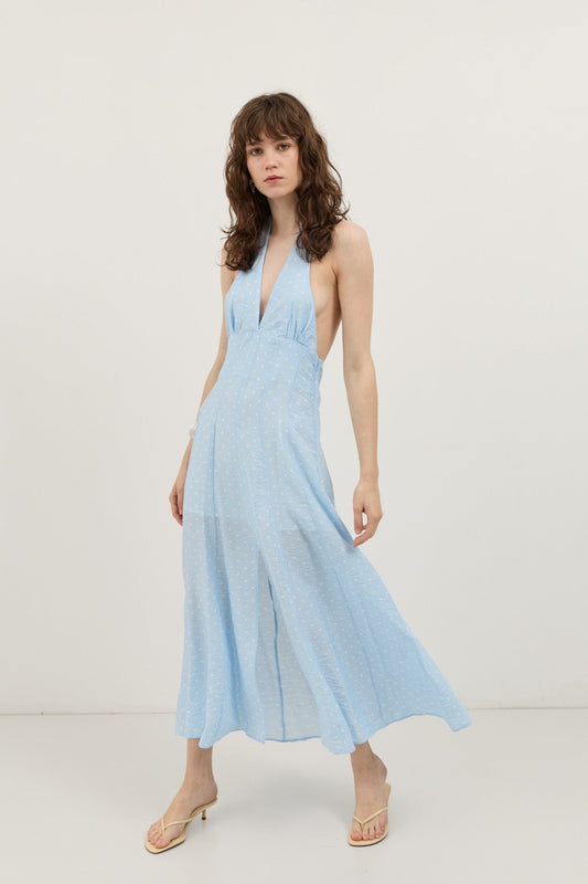 Women's Polka-Dot Dress with a Halter Neckline